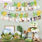 Флаг с животными в стиле сафари, праздничное украшение в джунглях для вечеринки в стиле сафари, декор для вечевечерние с животными из джунглей, декор для 1-го дня рождения, вечевечерние
