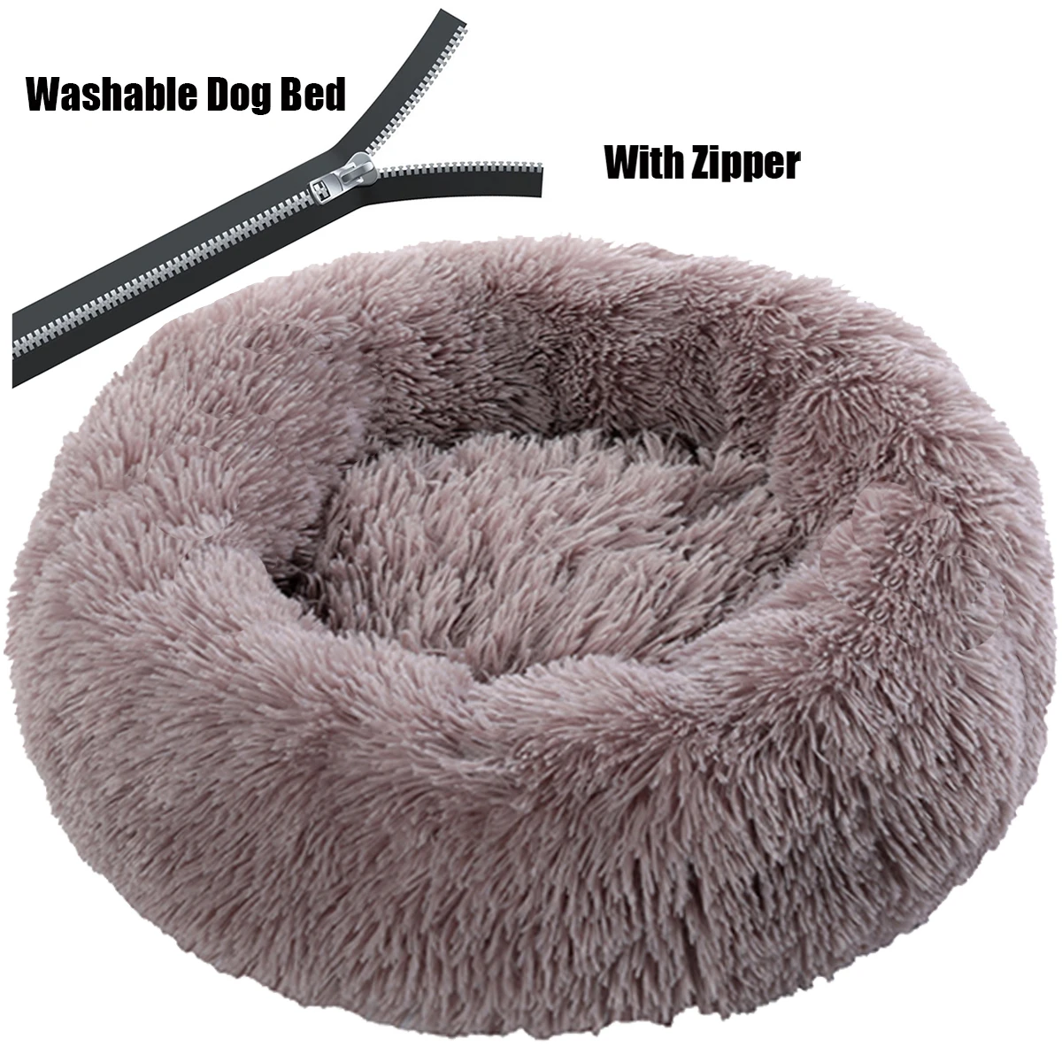 Круглые плюшевые собаки кровать с застежкой молнией дома коврик для собак зимние