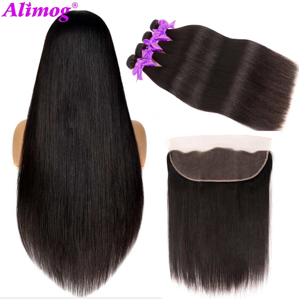 

Straight Hair 3 Bundles With Frontal 13*4 Lace Frontal With Peruvian Pre-pluck Straight Human Hair Bundles With Frontal MissCara
