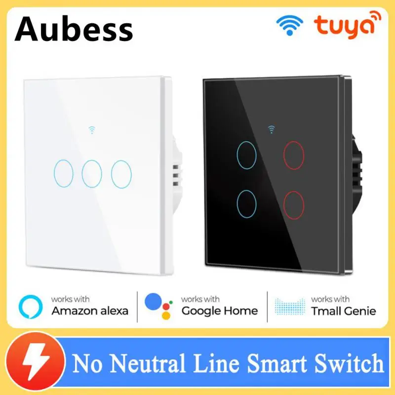 

Wifi Wall Touch Switch EU No Neutral Wire Required Smart Light Switch 1 2 3 4Gang 220V Tuya Smart Home Support Alexa Google Home