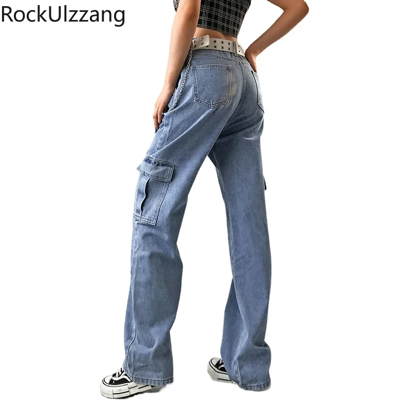 Женская обувь с боковой карго штаны карманами Techwear ослабленной завышенной