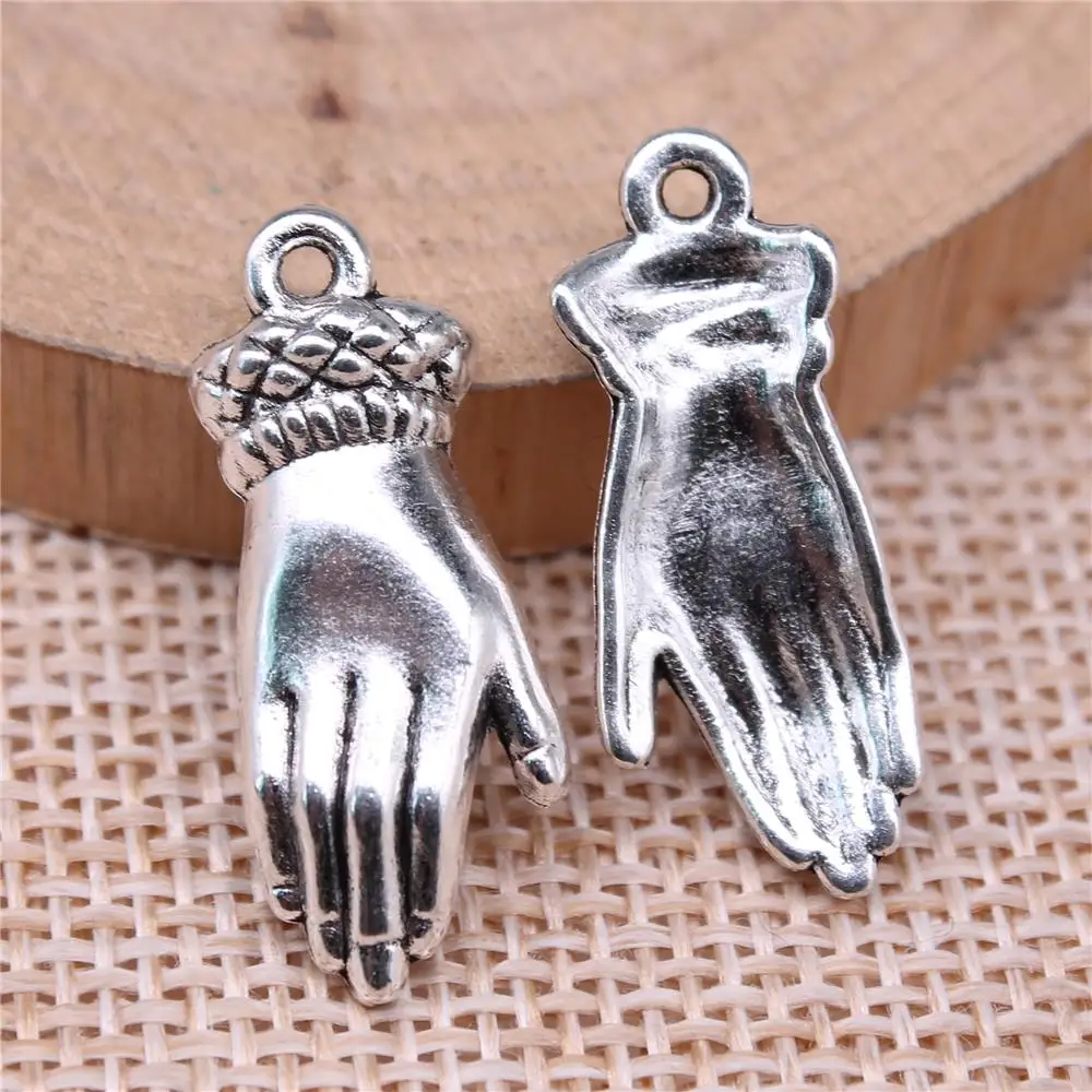 Подвески в виде ладони для изготовления ювелирных изделий, цвет античное серебро, 4 шт., 26x10 мм