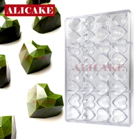 diamond heart polycarbonate chocolate mold 32 cavity valentines day cake confectionery mold for chocolates baking pastry tools