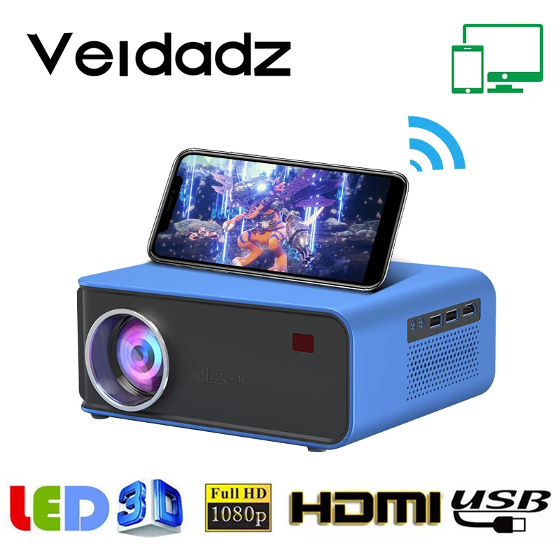 VEIDADZ Новый T4 светодиодный мини-проектор 1024x60 0P Поддержка Full HD 1080P видео Youtube для