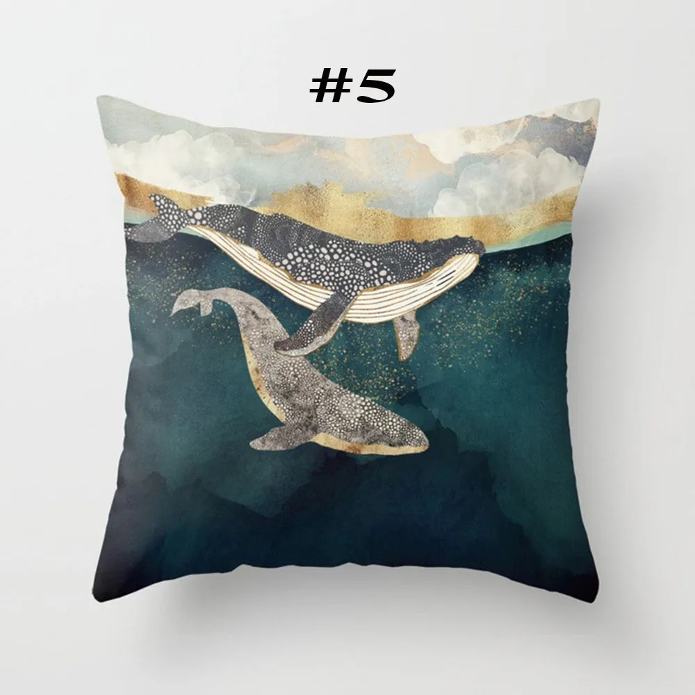 Geometric Mountain Sun Whale Creative Office Living Room 45x45cm New with 45*45cm Pillow Core | Дом и сад