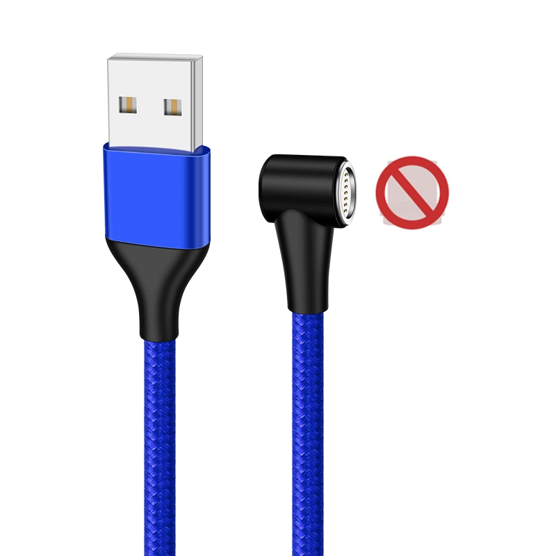 Only Blue Cable ROCK 5A Магнитный кабель Micro usb type C адаптер Шнур 90 градусов локоть быстрое зарядное устройство светильник ing светодиодный светильник для передачи данных для iPhone samsung - Цвет: Only Blue Cable