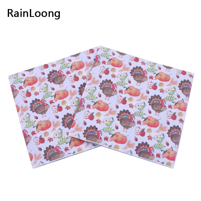 [RainLoong] печатных Apple Турция Бумага салфетки для Дня благодарения, вечерние декоративный декупаж Servilleta 33*33 см 20 шт./упак./лот