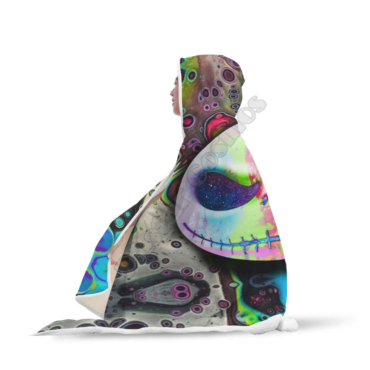 

The Nightmare Before Christmas Jack Skull 3d printed Hooded Blanket Adult child Sherpa Fleece Wearable Blanket Halloween Style-2