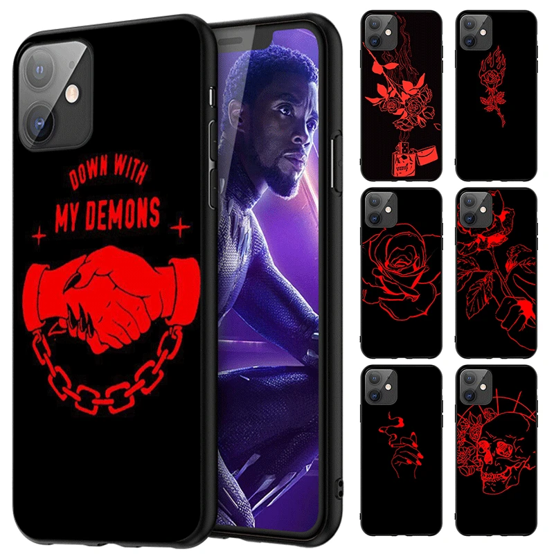 Чехол для телефона из мягкого ТПУ с рисунком красных Doodles iPhone X XR XS 11 Pro Max 8 7 6 6s 5 5S Plus