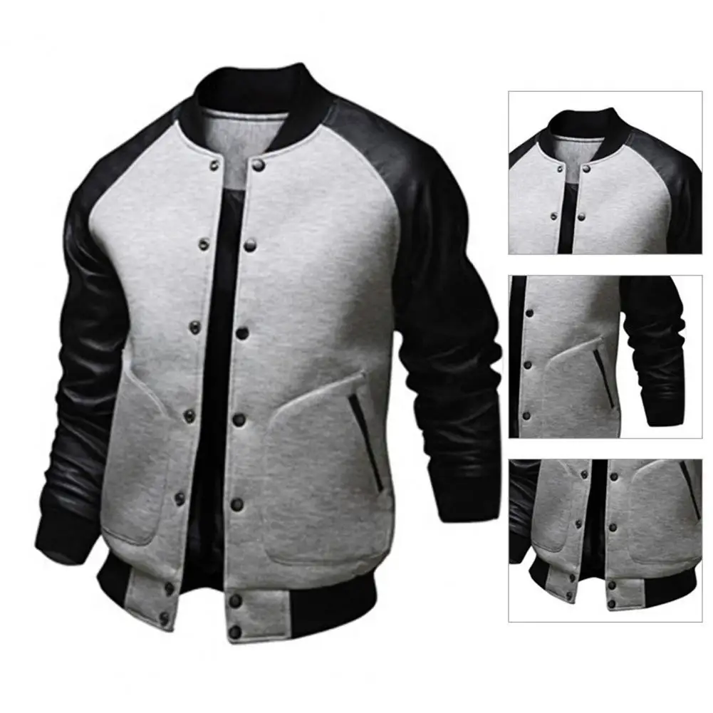 

Mens Baseball Jacket Autumn Fashion Cool Outwear Jacket Patchwork Stand Collar Casual Slim Fit Jackets And Coats For Men