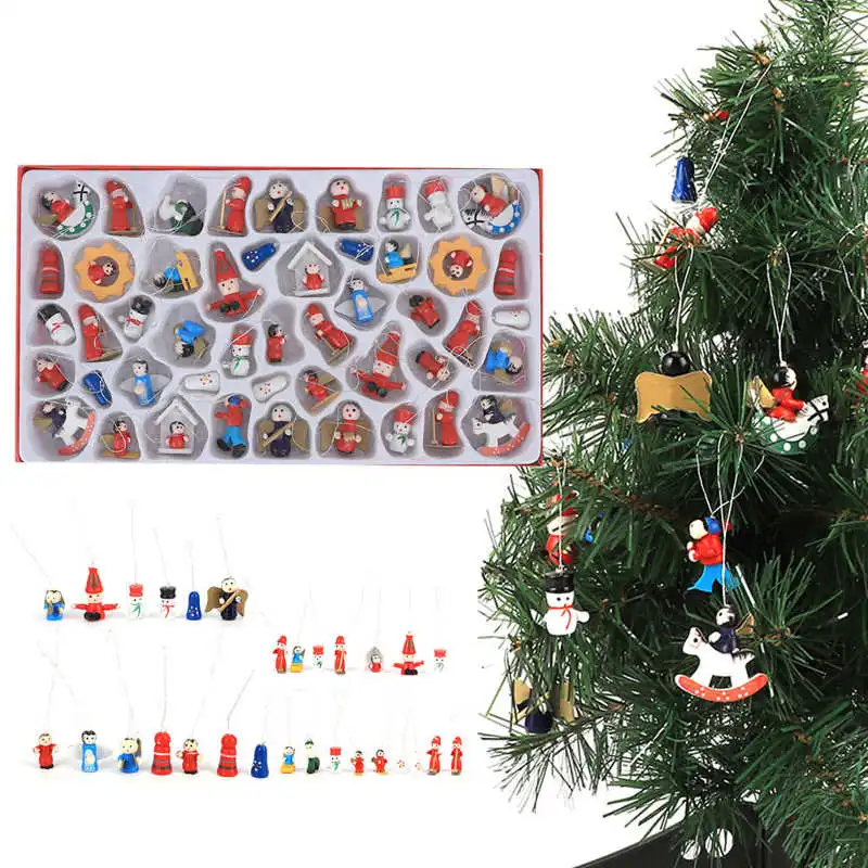 48 шт. рождественское подвесное украшение Деревянный Рождественская елка кукла