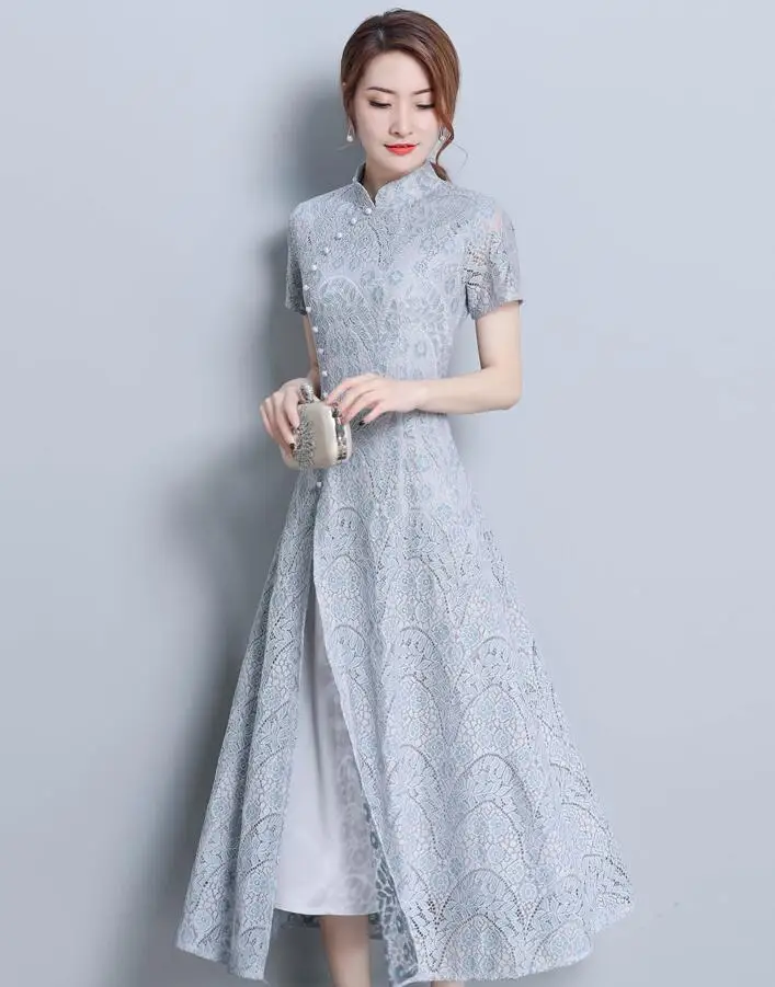 aodai вьетнамское платье Чонсам Ципао для женщин традиционная одежда с цветочным принтом Ао Дай азиатское платье вьетнамская одежда