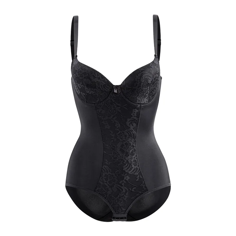 2020 New Sexy Black Lace Bodysuits for Women Body Shaper Shapewear Built-in Bra Body Briefer Faja Tummy Control Butt Lifter