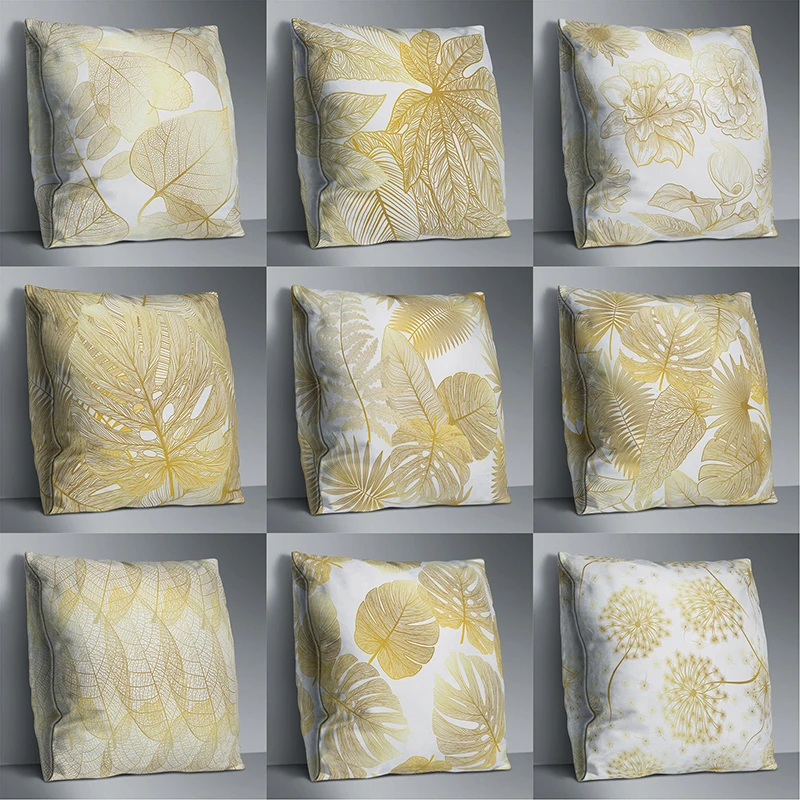 

Golden Leaf Double-sided Printing Pillowcase Stylish Soft Golden Leaves Cushion Cover Comfortable Pretty Polyester Pillowcase