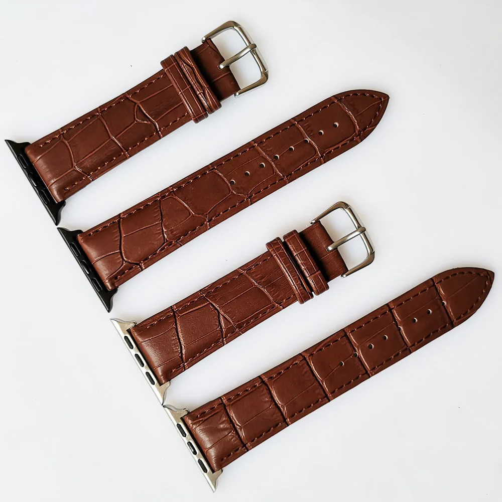 

Genuine Leather Watch Band for Apple Watch 6 5 4 3 2 1 series 38mm 40mm 42mm 44mm Women/Men Bracelet iWatch Watch Strap