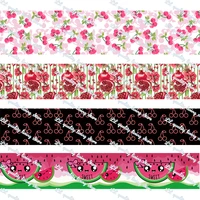 custom 22mm 25mm 38mm 75mm summer watermelon printed grosgrain ribbon 16mm fruit foe print elastic diy sewing ribbons 50 yards
