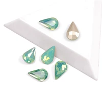 top quality crystal pacific opal color pear shaped non hotfix nail art rhinestone super bright glass strass nail art decoration