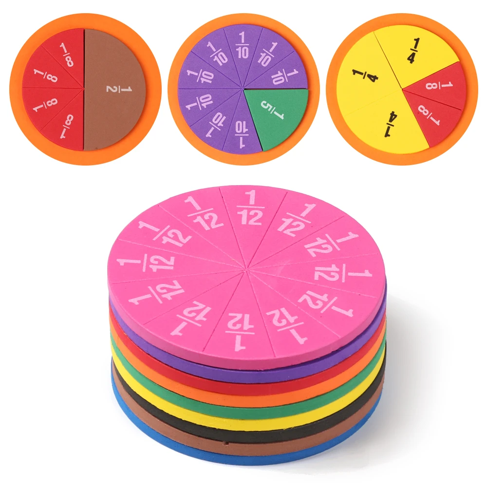 

51 Pcs EVA Round Shaped Fractions Instrument Demonstrator Montessori Math Educational Toys Math Learning Tool Teaching Gifts