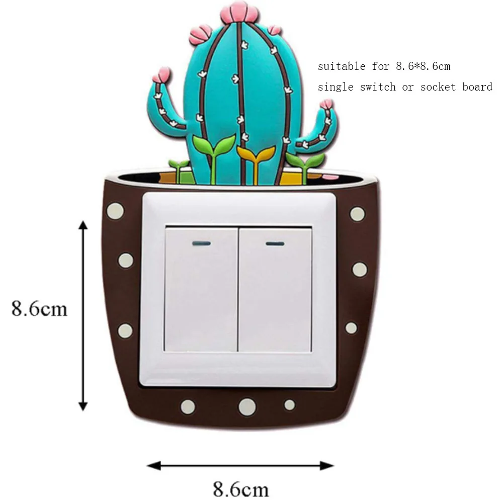 

6pcs Cartoon 3D stickers Cactus Fluorescent Wall Stickers On-off Switch Stickers Kids Luminous Light Switch Home Decorations