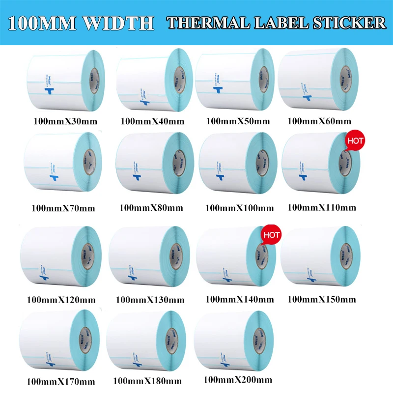 100MM Width 1 Roll Thermal Label Sticker Paper Supermarket Price Blank Barcode Label Direct Print Waterproof Print Supplies