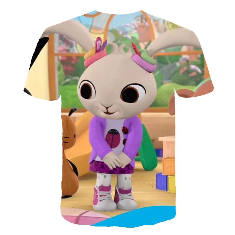 

3D Print Children Bing t-shirt Summer Boys girl High Quality Cartoon Rabbit t shirt Kids Casual Tops Red Short sleeves 4-14 Year
