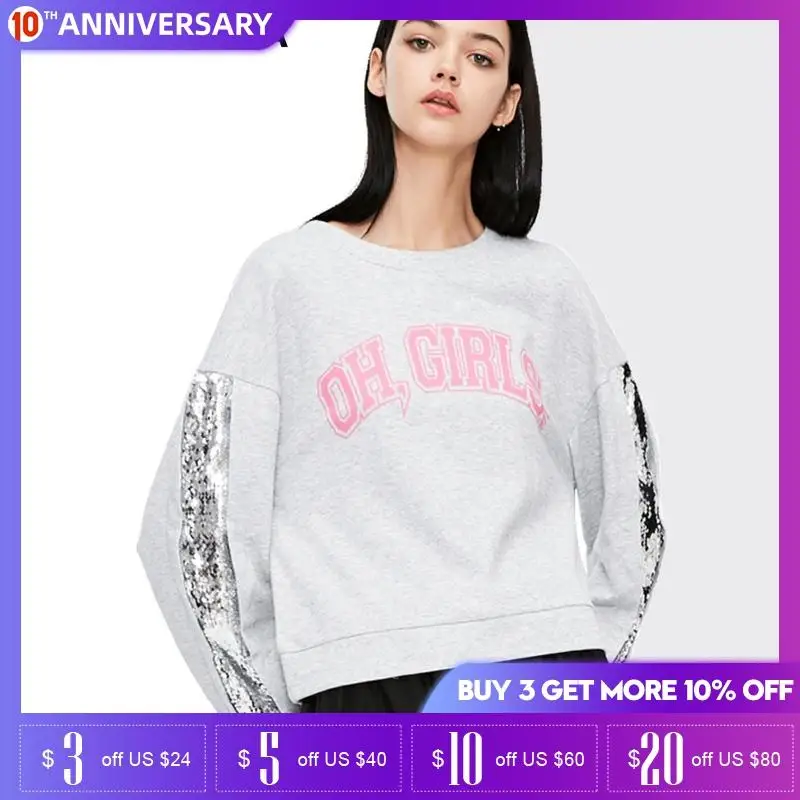 Vero Moda/Новинка свободные толстовки с капюшоном и круглым воротником блестками