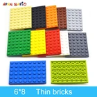 Блоки для Детского конструктора тонкие, 6x8 точек, совместимые с 12 видов цветов, 10 шт.