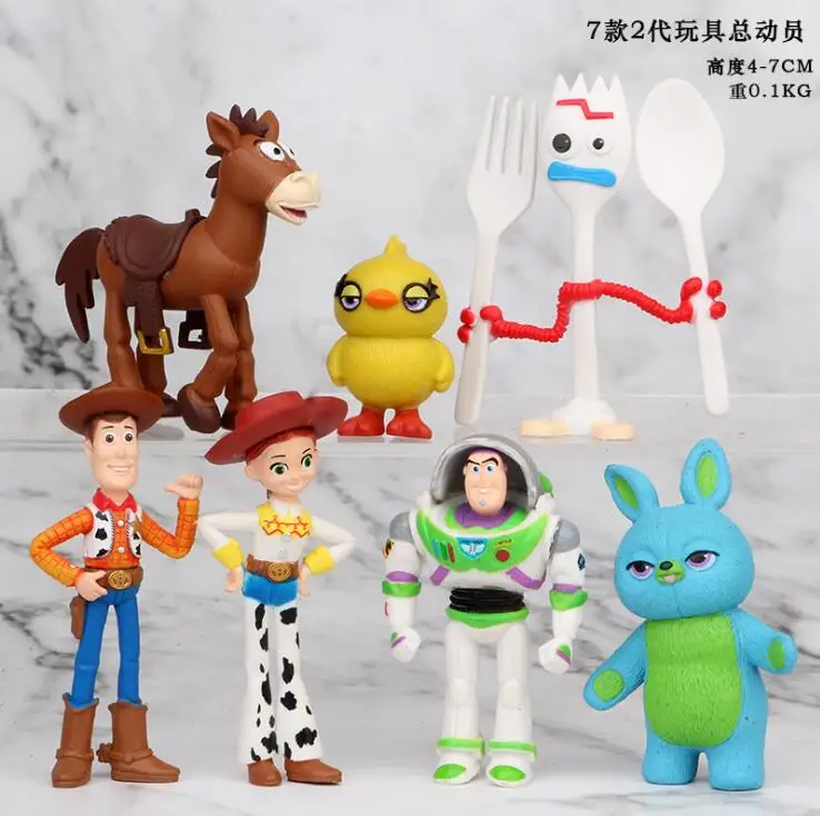 Movie Toy Story 4 Cartoon Toy Woody Buzz Lightyear Jessie forky action figure collectible Doll 3pcs/7pcs/9pcs/10pcs/17pcs