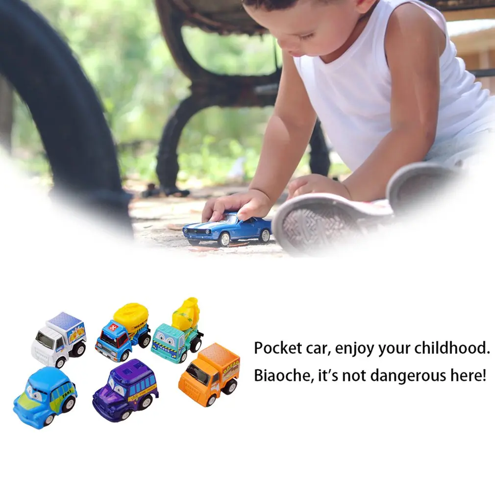 

Kids Mini Cars Model Toy Car 6pcs New Pull Back Mobile Vehicle Boys Toys Taxi Fire Truck Model For Children Gift Diecasts Toy