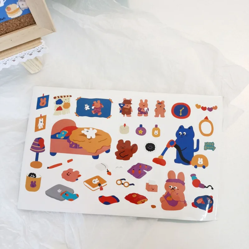 Милые водонепроницаемые наклейки в Корейском стиле с изображением кота медведя