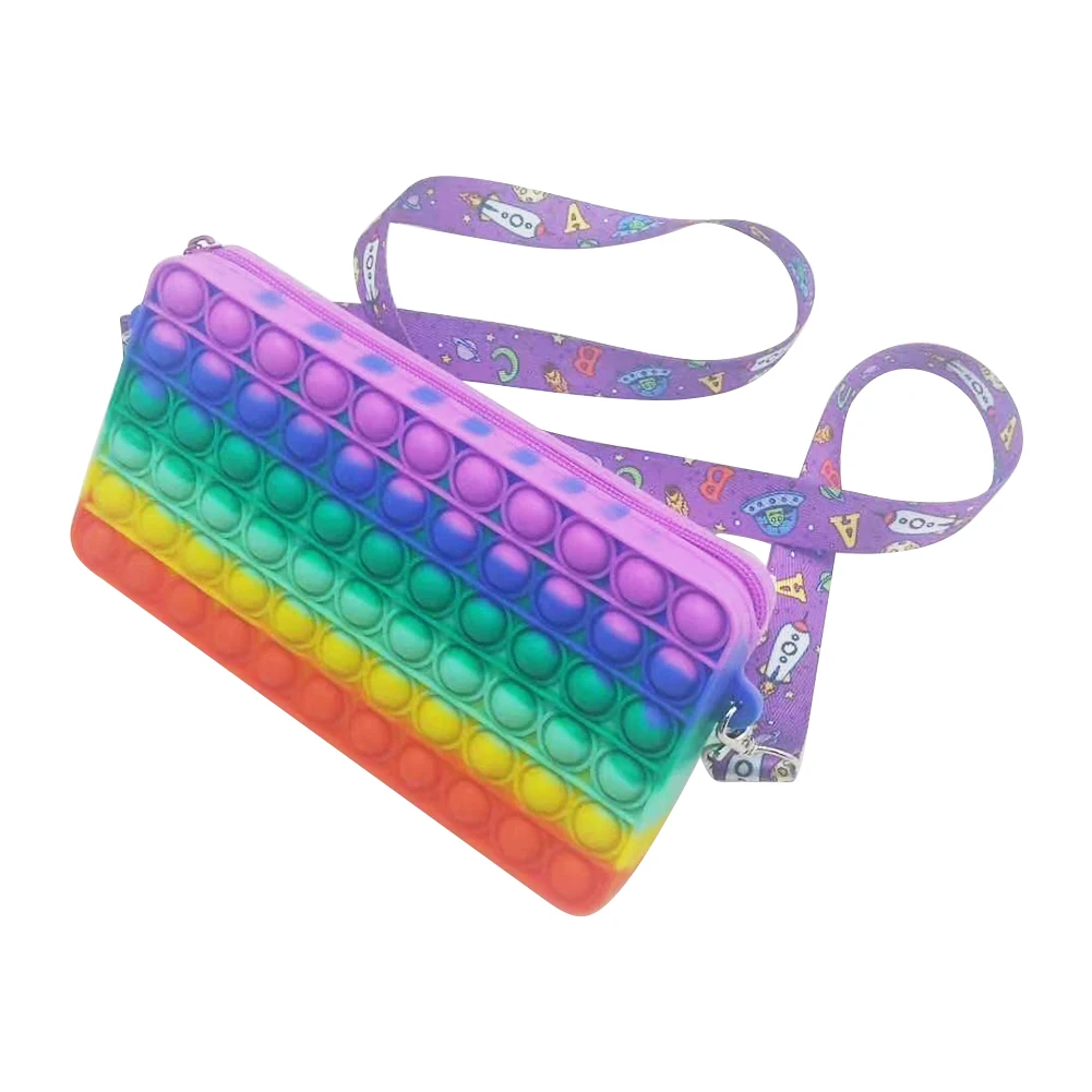 De silicona de Kawaii monedero bolsas empujar su burbuja Fidget Juguetes | Juguetes Fidget | Fidget juguetes l&aacute;piz caso simple Dimmer juguete antiestr&eacute;s de prensa Popoos Fidget juguetes bolsa-2