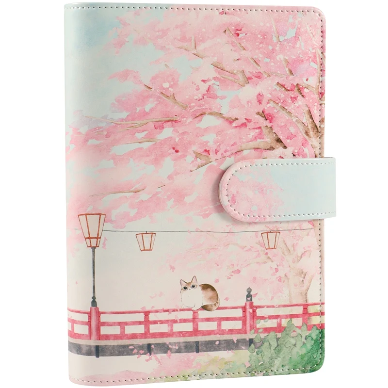 

Cherry Blossom Sakura 80 Sheet A6 Loose-Leaf Notebook Journal Agenda Planner Set Stationery,Hand Account Book