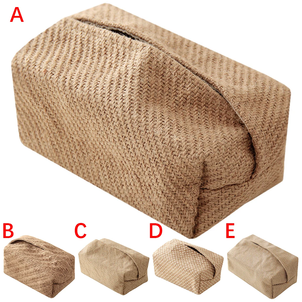 

Linen Tissue Box Cover Paper Storage Facial Napkin Table Wipes Case Holder