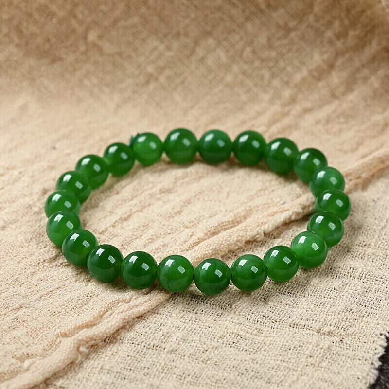 

Natural Green Jade Stone Bracelet Men And Women 6mm To 20mm Round Beads Jade Bracelet Jewelry Gifts