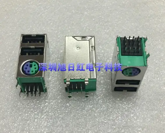 10pcs Audio interface Single port Dual USB audio port + dual USB green purple Motherboard socket KB port + USB