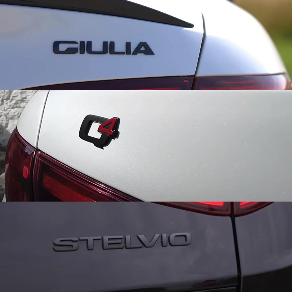 

Black Q4 GIULIA STELVIO Letter Emblem Car Stickers For Alfa Romeo Giulia Stelvio Exterior Decoration Accessories
