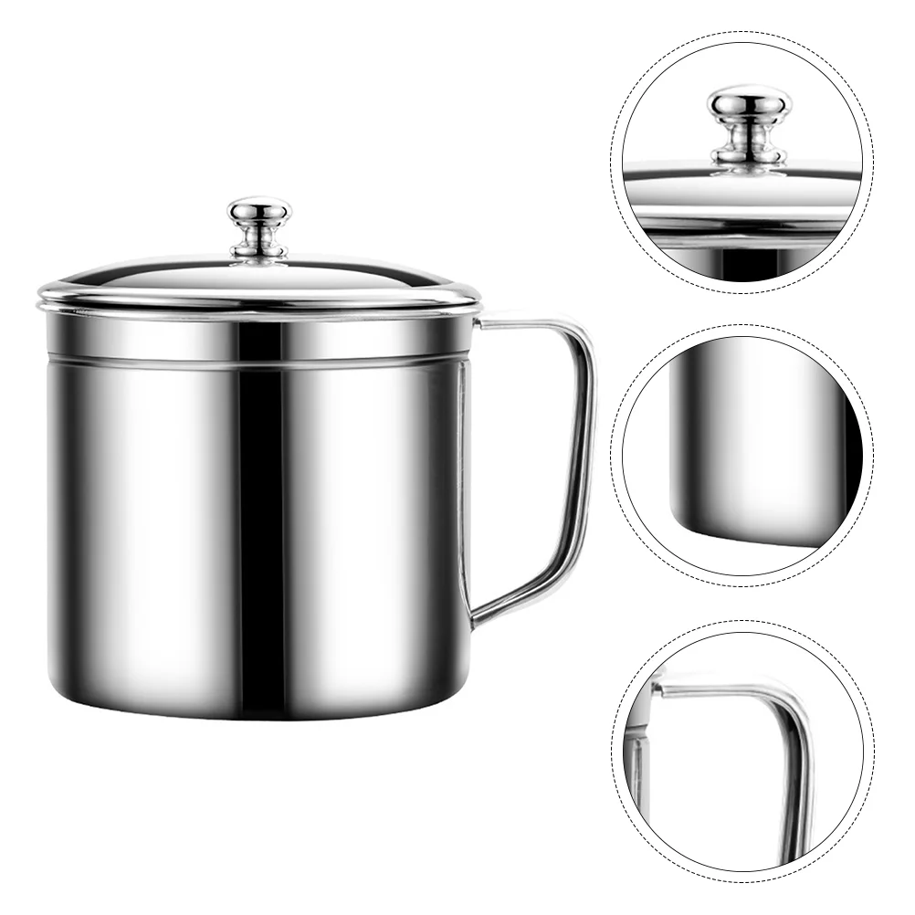 

1pc Oil Strainer Pot Grease Container Oil Strainer Storage Can Oil Filter Pot (Silver)