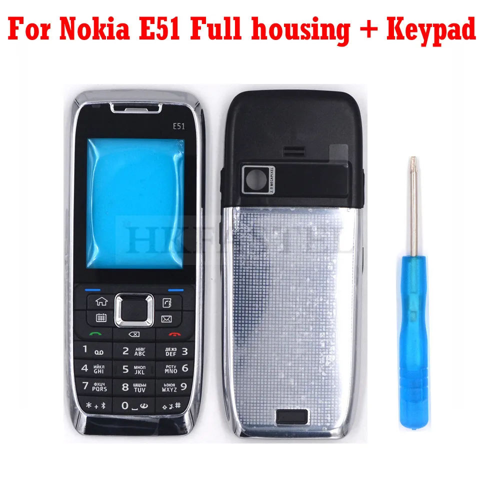 HKFASTEL новый полный корпус мобильный телефон для Nokia E51 серебристый чехол с русской