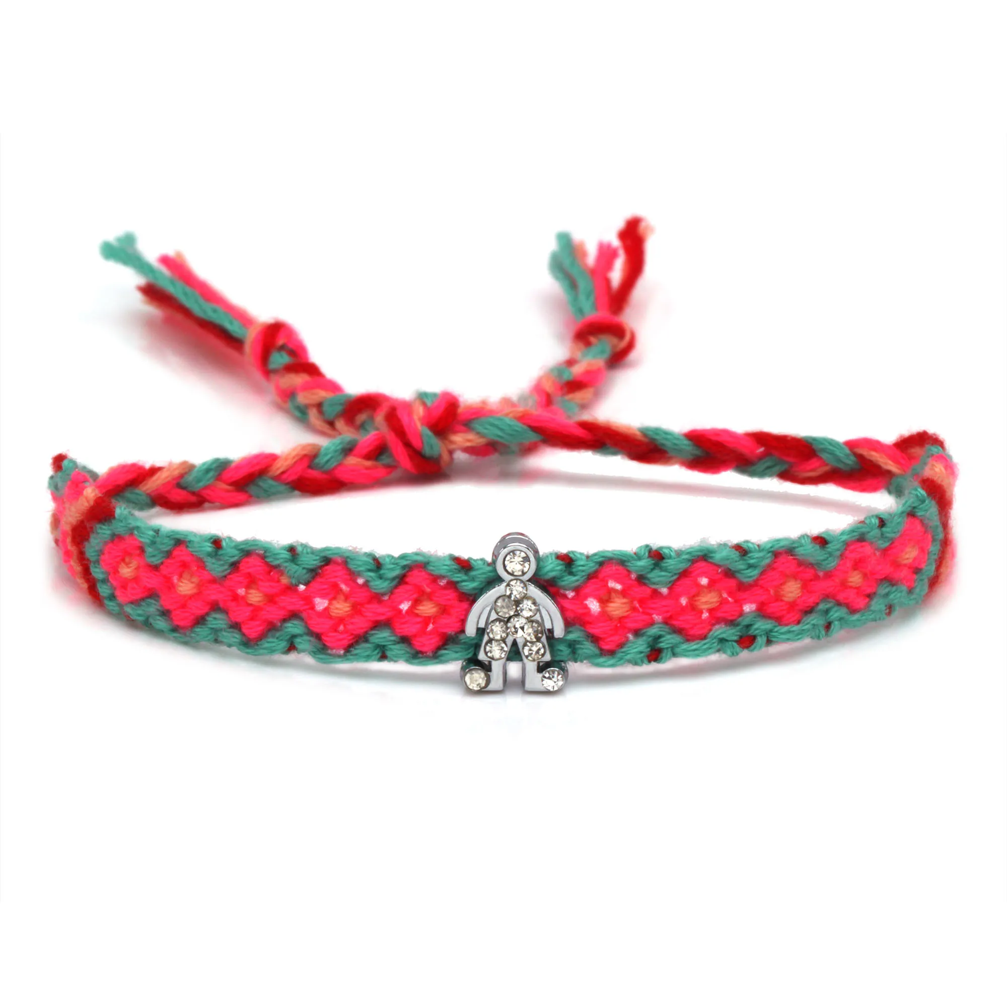 Тканый браслет дружбы в стиле бохо из цинкового сплава с бриллиантами для