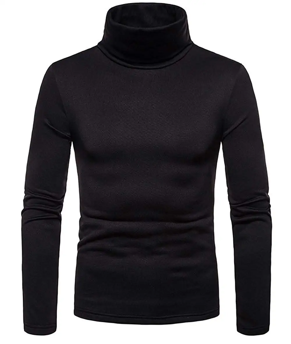 

Hirigin New Autumn Winter Men Thermal Pullover Turtleneck Slim Fit Stretch T-shirt Solid Color Long Sleeve Tops Sweater