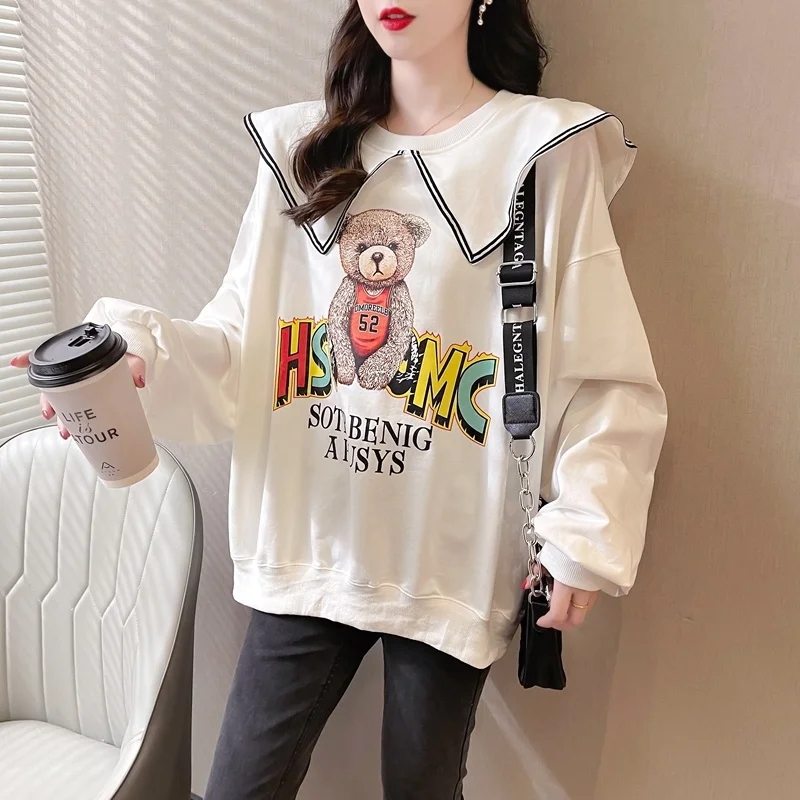 

Свободный приталенный корейский стиль свитер с матросским воротником женское осеннее пальто для ленивых женщин на весну и осень Модный Тон...