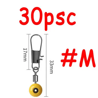 size m 30pcs 30 шт. Большие морские рыболовные снасти в виде бобов поплавковые сиденья Вертлюги из нержавеющей стали Поворотные защелкивающиеся зажимы рыболовные аксессуары случайный цвет s m l - Цвет: size m 30pcs