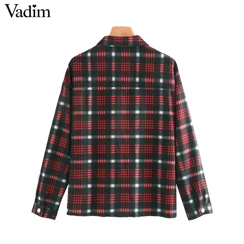 Женское элегантное платье vadim клетчатые блузки карманы декорированные рубашки с