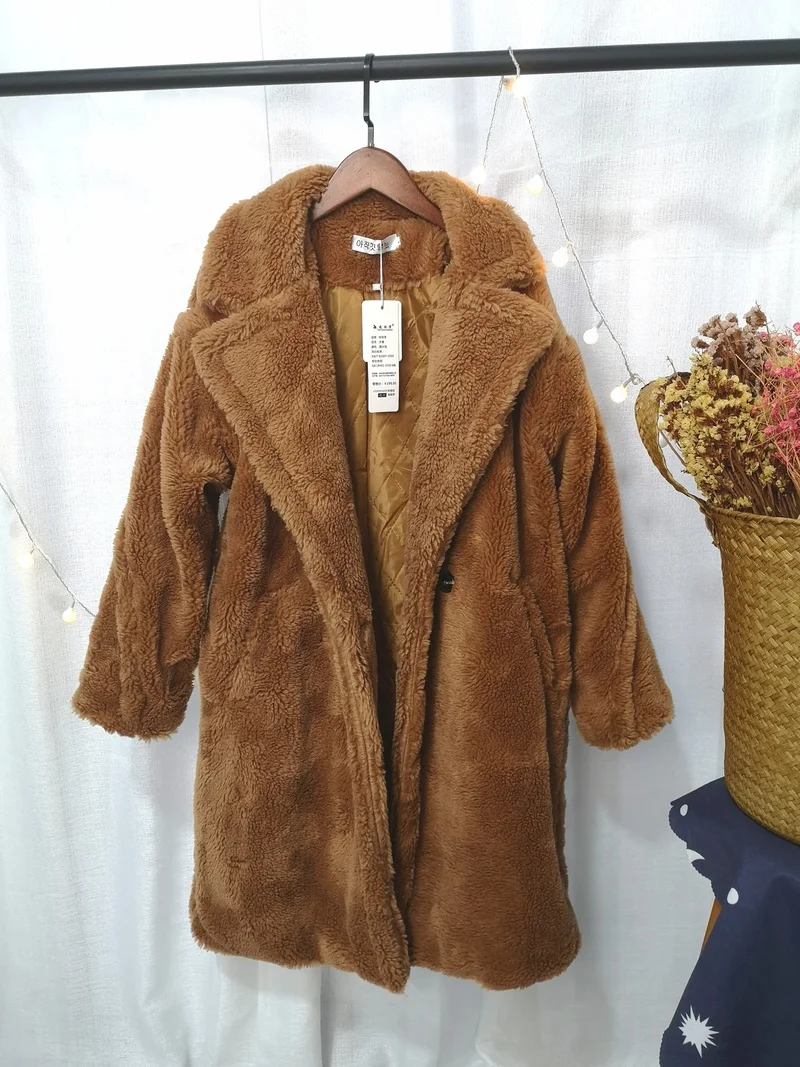 

Women Winter Faux Fur Warm Long Teddy Coat Long Sleeve Female Thick Teddy Bear Coat Casual Loose Oversize Outwears