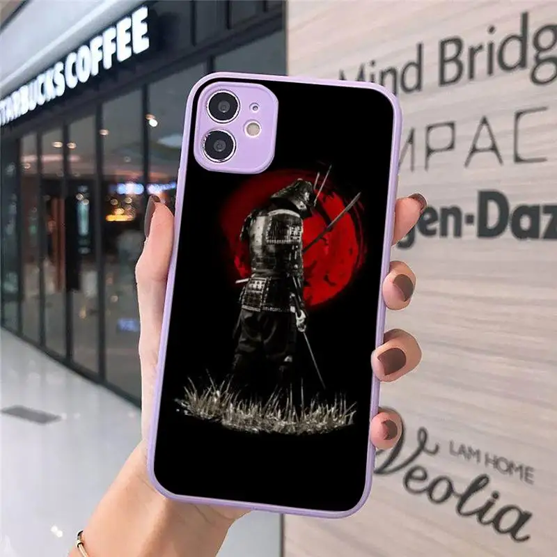 

Japanese samurai oni mask Phone Case For iPhone 12 11 Mini Pro XR XS Max 7 8 Plus X Matte transparent Purple Back Cover
