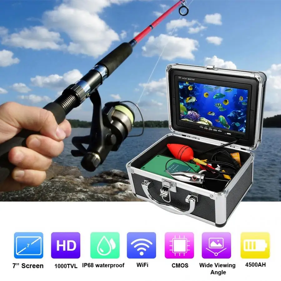Камера для подводной рыбалки HD беспроводная инфракрасная камера IP68 экран 7