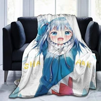 anime gawr gura shark throw blanket ultra soft micro fleece blanket for couchliving roomcozy plush throw blankets for adults o