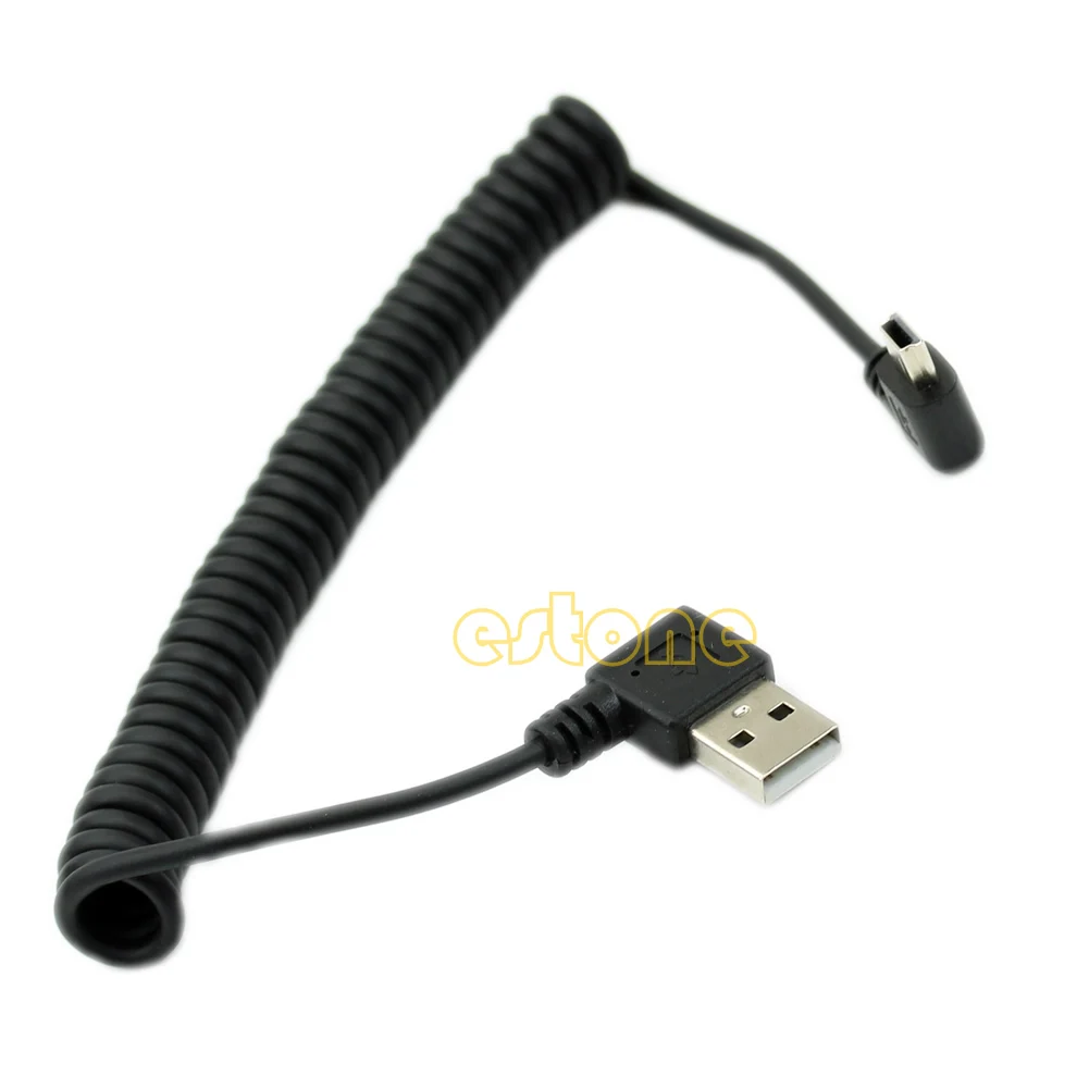 

USB 2.0 left Angle 90 Degree A Male to Left Angle Mini B 5p Male Spring Cable E56B
