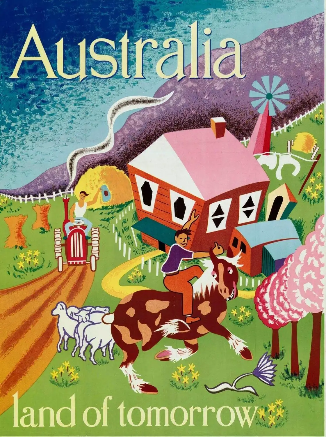 Винтажный дорожный Австралийский художественный Шелковый плакат домашний декор