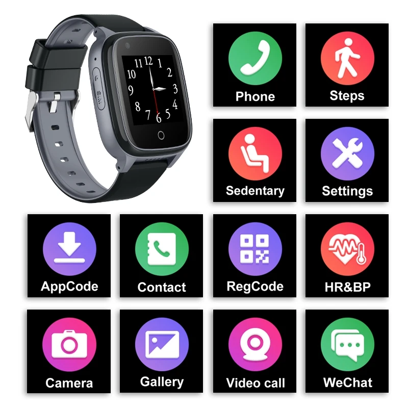 4g video call smart watch elderly parents heart rate blood pressure monitor gps trace fall alarm android phone wristwatch clock free global shipping